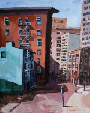 Jeroen Hermkens - ingelijst olieverf op doek: New York - 2001 kopen? Bied vanaf 1450!