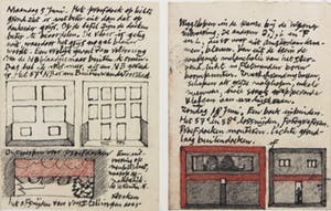 Aad van Houwelingen - Collage op doek, Open notitie no. 2 kopen? Bied vanaf 1!