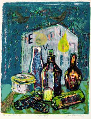 Jan Bezemer - Verpakking - 5/8 - 1969 - zeefdruk op papier - BKR Oegstgeest verkocht voor € 20!