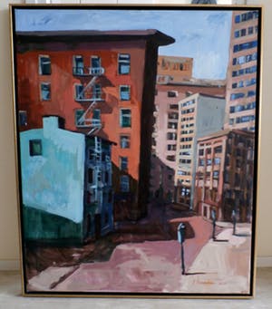 Jeroen Hermkens - ingelijst olieverf op doek: New York - 2001 kopen? Bied vanaf 1450!