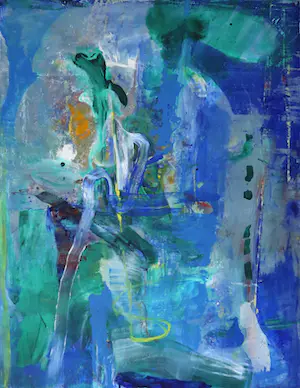 Eric de Nie - Olieverf op doek, Abstract in blauw en groen - Ingelijst (Zeer Groot) kopen? Bied vanaf 500!