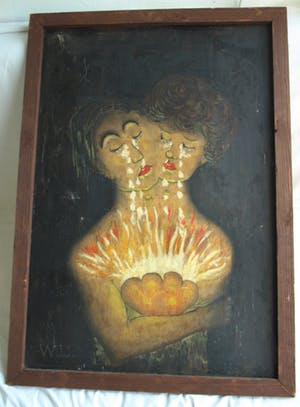 Niet of onleesbaar gesigneerd - Gesigneerd W.J.J. , Gouache – GROOT – 103 x 73 cm kopen? Bied vanaf 1!