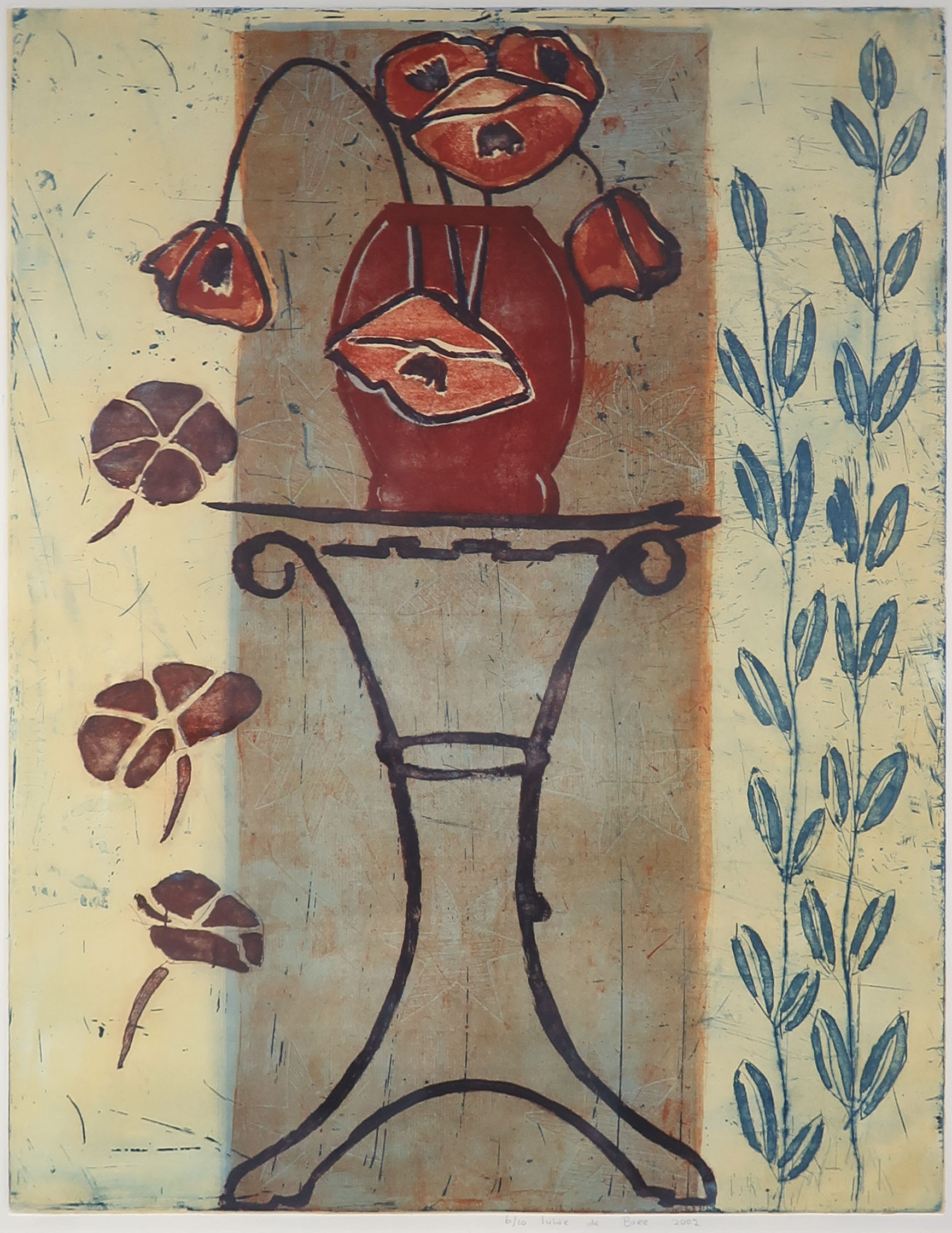 Lukie de Bree - Kleurenets en aquatint, Bloemenvaas - Ingelijst (Groot) kopen? Bied vanaf 35!