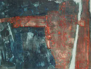 Peter Wray - Kleurenets, Abstracte compositie - Ingelijst (Groot) kopen? Bied vanaf 1!