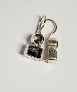 Nieuwe zilveren Oorbellen met gefacetteerde rookkwarts: kopen? Bied vanaf 65!