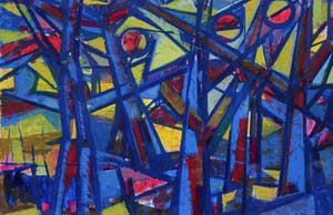 Harry de Jager - Ingelijste gouache: compositie met geometrische figuren kopen? Bied vanaf 175!