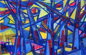 Harry de Jager - Ingelijste gouache: compositie met geometrische figuren verkocht voor € 175!