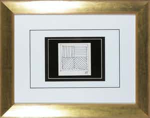 Sol LeWitt - Handgesigneerde geometrische pentekening - Ingelijst verkocht voor € 1!