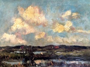 Frans Hoos - Polderlandschap - Olieverf op Paneel kopen? Bied vanaf 80!