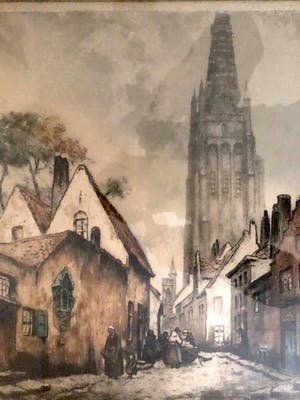Alfred van Neste - Onze-Lieve-Vrouwekerk te Brugge - Ets / aquatint, Ingelijst kopen? Bied vanaf 55!