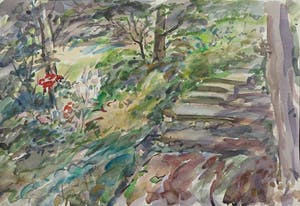 Jan Sluijters (jr.) - Aquarel, Traptrede in het park kopen? Bied vanaf 60!