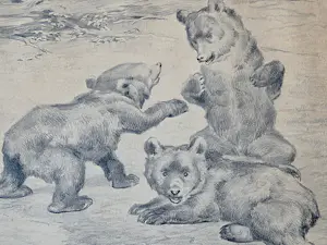 Cornelis Jan Mension - monochrome Ets op papier "spelende beertjes" - potloodgesigneerd kaufen? Bieten Sie von 32!