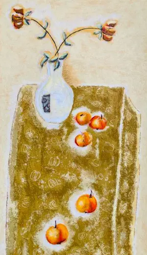 Lita van Engelenhoven - Stilleven met tulpenvaas en vijf appels kaufen? Bieten Sie von 65!