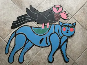 AcheterCorneille - Chat et oiseau - metalen sculptuur? Enchérissez de 250!