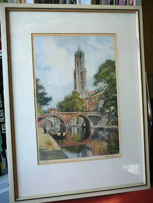 Hendrikus Roodenburg - Utrecht Dom en Oudegracht -ets circa 1935- kopen? Bied vanaf 75!