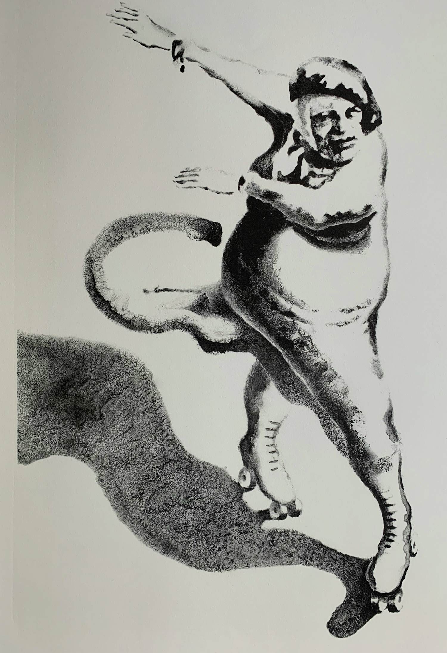 Buy Herman Gordijn - handgesigneerde litho | 'Rolschaatser' | 1995? Bid from 60!