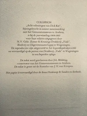 Dick Ket - Bijzondere uitgave , map met 8 tekeningen in koperdiepdruk kopen? Bied vanaf 65!