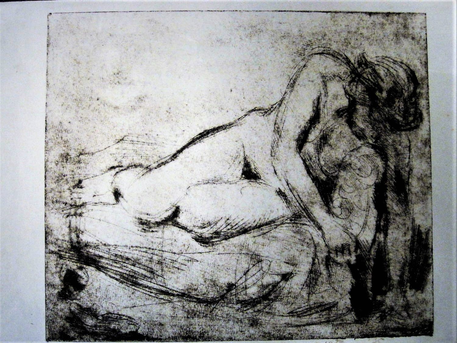 Jan Jordens - Groninger Ploeg - 1935 - Ets - Liggend vrouwelijk naakt - potloodgesigneerd verkocht voor € 68!