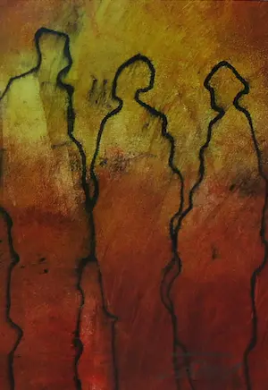 Ton Verstraten - Wandobject monotype en bronzen beeld, Beeld in schilderij en schilderij in beeld kopen? Bied vanaf 100!