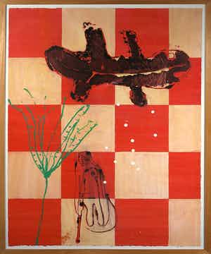 Dodog Soeseno - Gemengde techniek op papier, Zonder titel - Ingelijst (Groot) verkocht voor € 100!