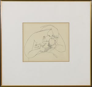 Theo Bitter - Pentekening, Moeder met kind - Ingelijst kopen? Bied vanaf 35!