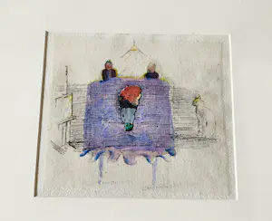 Jan Kuiper - Galerie Petit - gemengde techniek op stof "voor Dobs en Theo" - gesigneerd kopen? Bied vanaf 46!