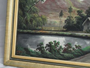 Niet of onleesbaar gesigneerd - Grote ingelijste gouache , Indisch landschap – ca. 1950 – 54 x 87 cm. kopen? Bied vanaf 1!