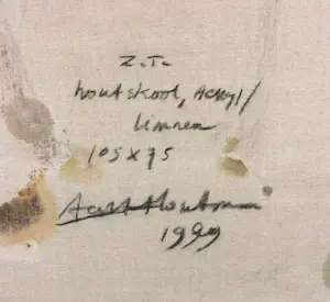 Aart Houtman - Acryl en houtskool op doek, Bloemstilleven - Ingelijst (Groot) kopen? Bied vanaf 150!