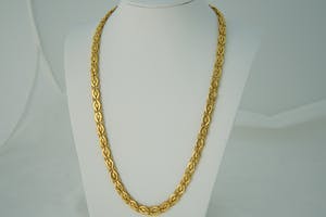 1908 - Fraai vormgegeven 18 karaats gouden "Singapore" Collier - ca. 55cm lang! kopen? Bied vanaf 1570!