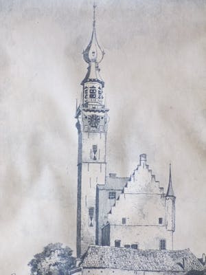Hendrikus Roodenburg - Stadhuistoren Veere - Ets kopen? Bied vanaf 75!