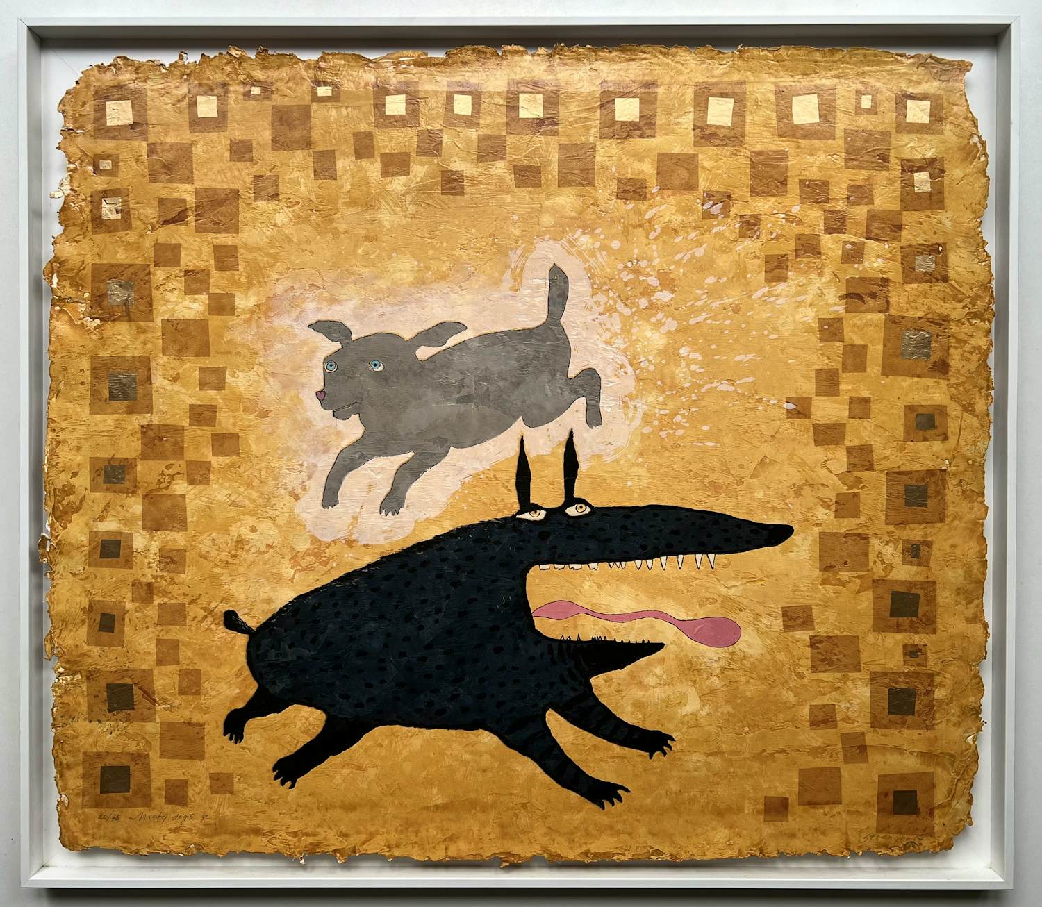 Gert Strengholt - Gemengde druktechniek op papier | 'Nasty dogs 4' | 2011 (FRAAI INGELIJST) kopen? Bied vanaf 10!