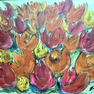 Reina Koerten - Tulpen, gesigneerd en ingelijst kopen? Bied vanaf 30!