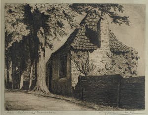 Johan Hemkes - 2 Ingelijste etsen , ‘Korendragershuisje’ + ‘Theehuisje Bolwerk , Franeker’ kopen? Bied vanaf 1!