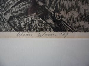 Wim Worm - Ets. Titel, "Palm Pasen", uit 1969. kopen? Bied vanaf 35!