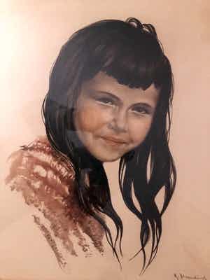 Roger Hebbelinck - Portret van een meisje - Lithografie verkocht voor € 40!