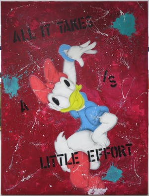 Don Ken - Gemengde techniek op doek, All it takes is a little effort (Zeer groot) kopen? Bied vanaf 1!