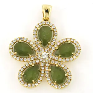 18k geelgouden hanger met mosagaat en briljant geslepen diamant 1.00ct kaufen? Bieten Sie von 1350!
