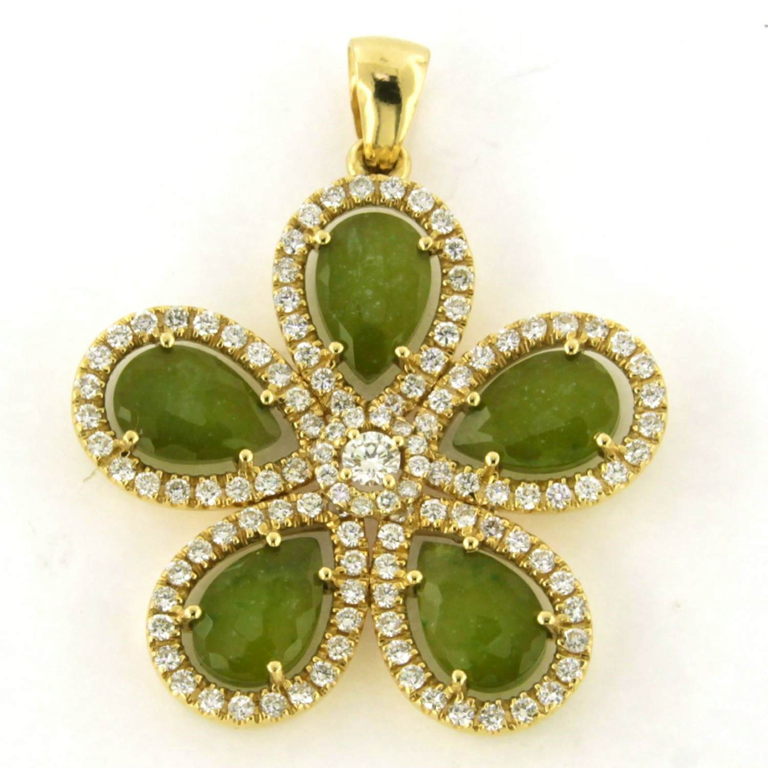 18k geelgouden hanger met mosagaat en briljant geslepen diamant 1.00ct verkocht voor € 1350!