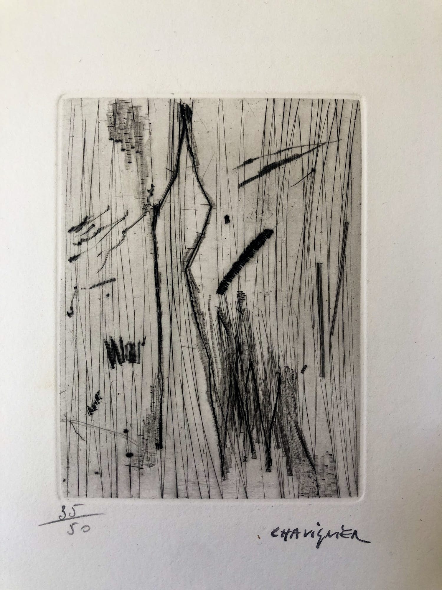 Louis Chavignier - Ets Abstracte voorstelling verkocht voor € 59!