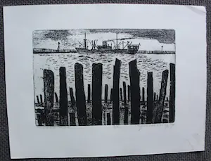 Jos van den Berg - ets: Westerschelde - 1967 kopen? Bied vanaf 49!