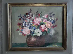 Adam Potgieter - Bloemstuk in koperen pot. kopen? Bied vanaf 125!