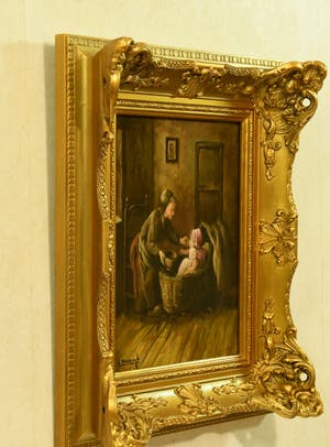 Leendert Verburgh - (1924) - Larense School - "Moeder en Kind " - Olieverf/Paneel - Sign. Lo. kopen? Bied vanaf 120!