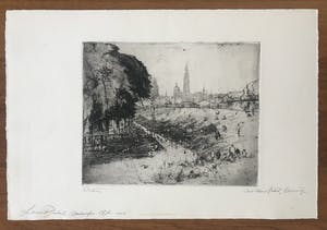Louis Peeters - Origineel gesigneerde ets - 'Sint Anna strand Antwerpen' kopen? Bied vanaf 1!