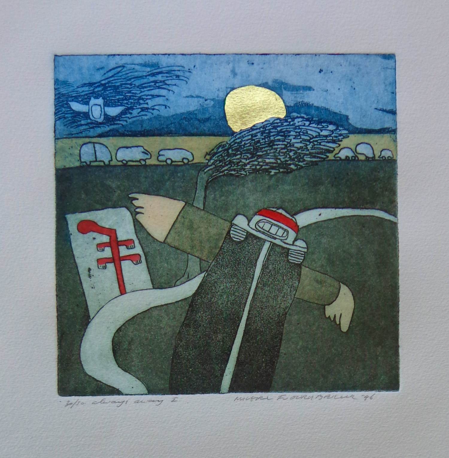 Michel van Overbeeke - ALWAYS AWAY I / KLEURETS + GOUDDRUK / 65x50cm / SIG / 1996 kopen? Bied vanaf 35!