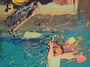 Emeke Buitelaar - Litho of monoprint? , Abstracte voorstelling – gesigneerd & ingelijst – 1988 kopen? Bied vanaf 40!