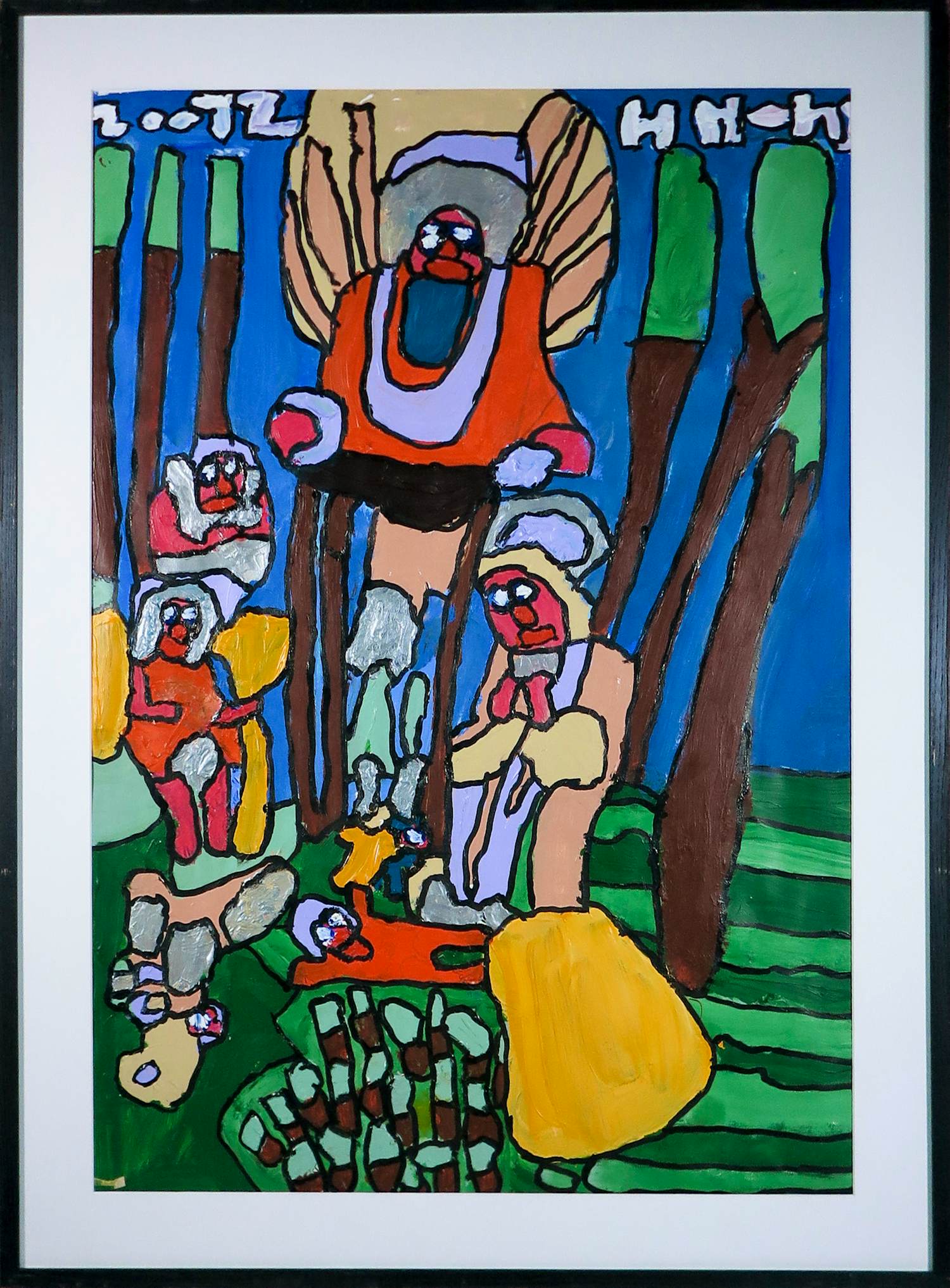 Hans Hartman - Acryl op papier, Zonder titel - Ingelijst kopen? Bied vanaf 60!