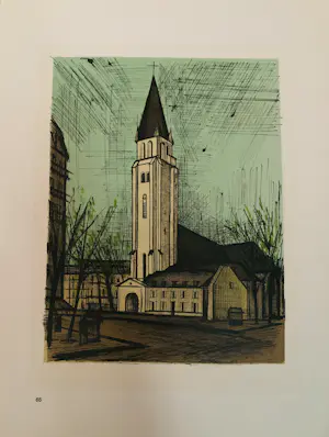 Bernard Buffet - Pain et vin, Place Saint-Germain-des-Prés Parijs. 1965. Lithografie. kopen? Bied vanaf 25!