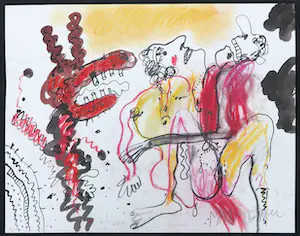 Anton Martineau - Aquarel en krijttekening, Zonder titel kopen? Bied vanaf 70!