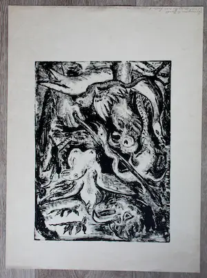 Livinus van de Bundt - litho: Une main frappant.. kopen? Bied vanaf 20!