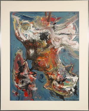 Jan te Wierik - Acryl op papier, Zonder titel - Ingelijst kopen? Bied vanaf 400!